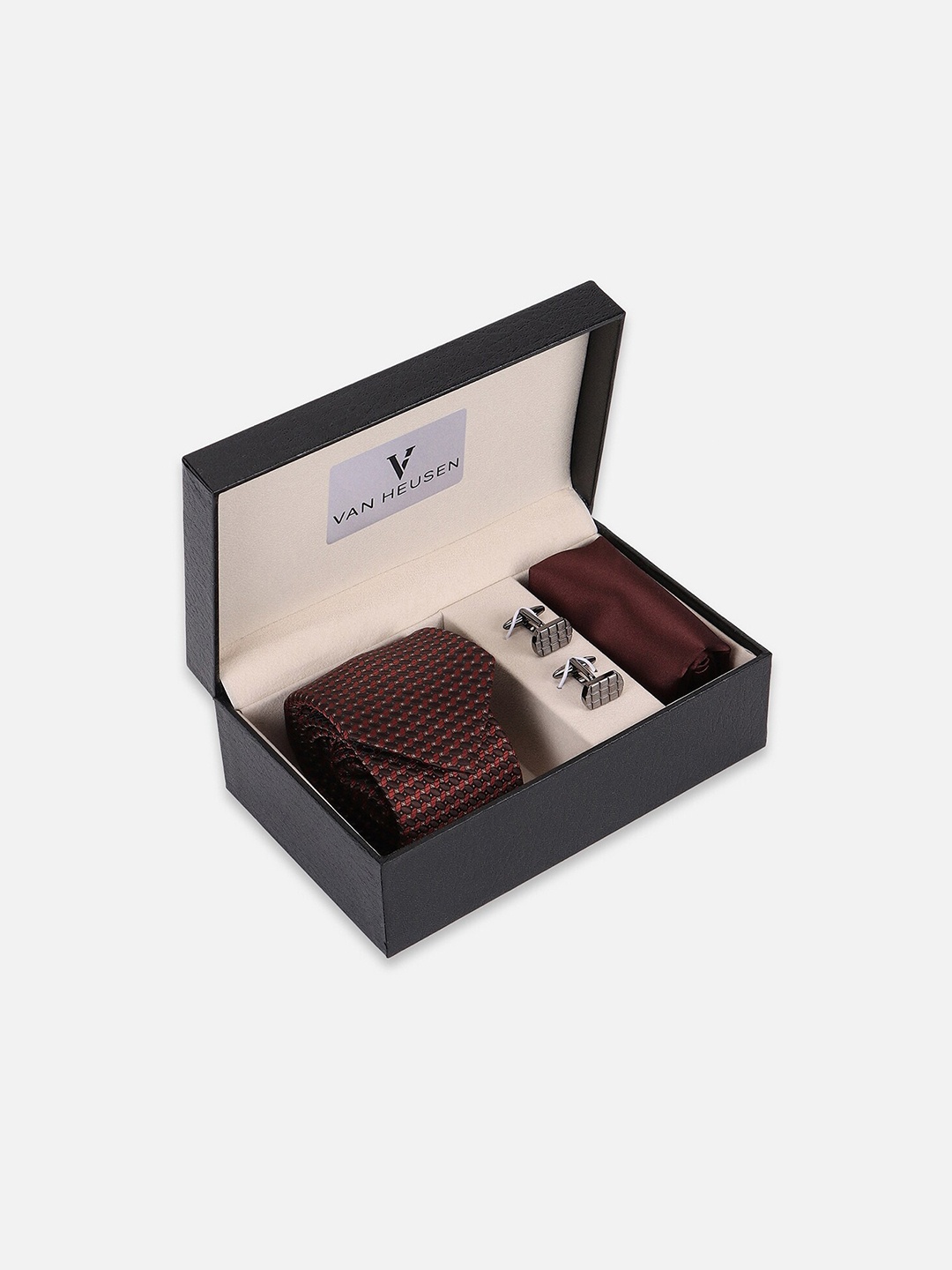 

Van Heusen Men Tie Pocket Square And Cufflink Accessory Gift Set, Maroon