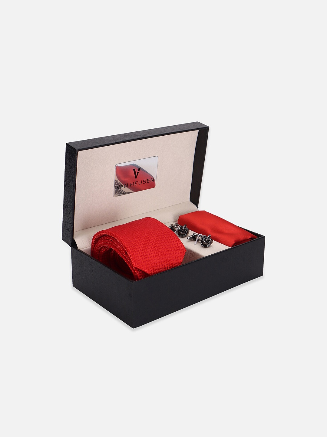

Van Heusen Men Tie Pocket Square And Cufflink Accessory Gift Set, Red
