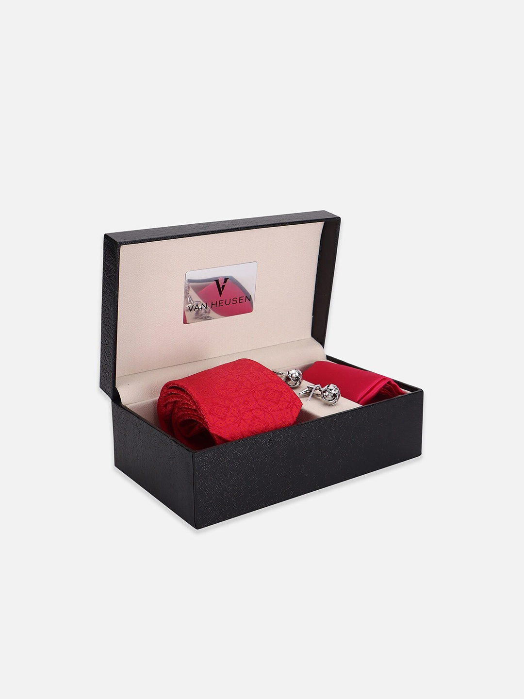 

Van Heusen Men Tie Pocket Square And Cufflink Accessory Gift Set, Red