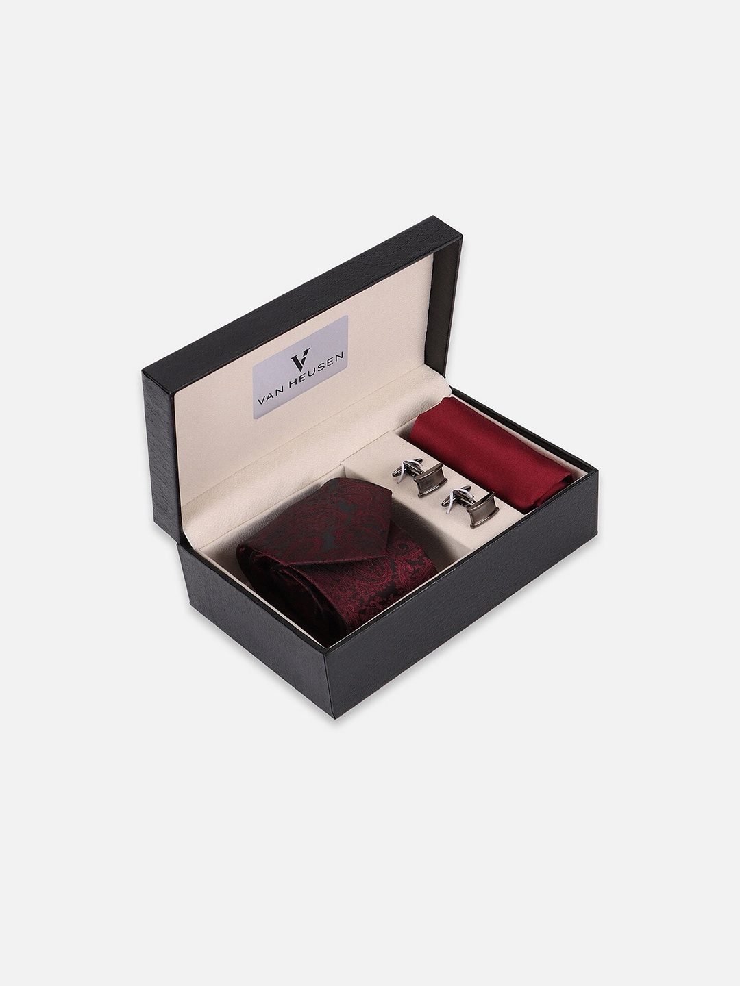 

Van Heusen Men Tie Pocket Square And Cufflink Accessory Gift Set, Maroon