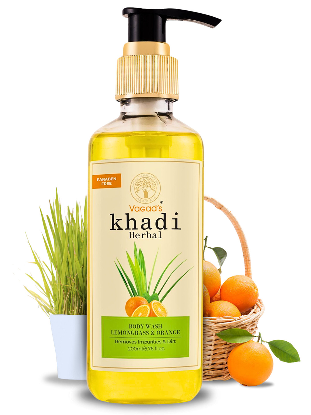 

Vagads Khadi Herbal Lemongrass & Orange Body Wash - 200ml, Yellow