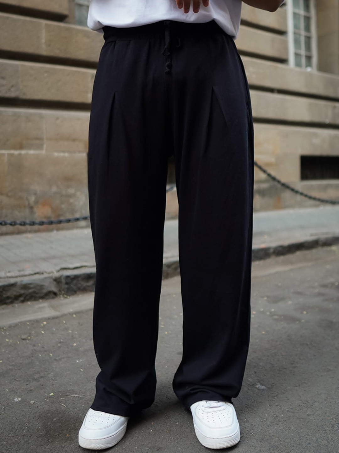 

Powerlook Men Black Baggy Fit Pure Cotton Track Pant