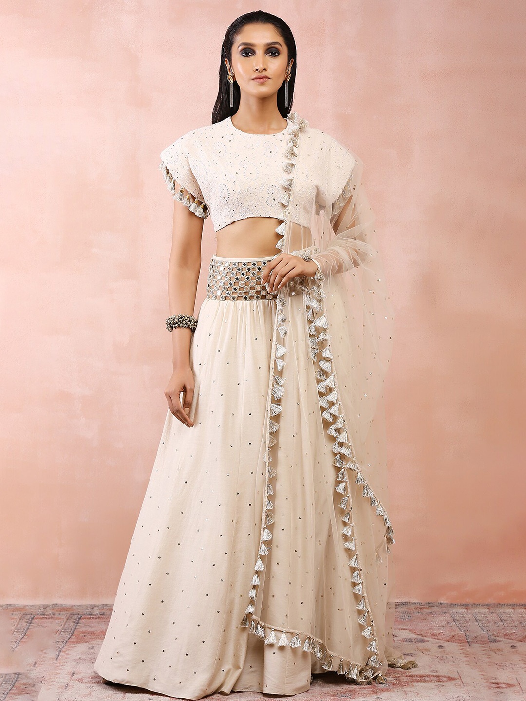 

Payal Singhal Embroidered Ready to Wear Lehenga & Blouse With Dupatta, Cream