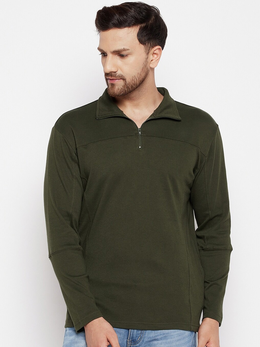 

Hypernation Polo Collar Pockets Cotton Slim Fit T-shirt, Olive