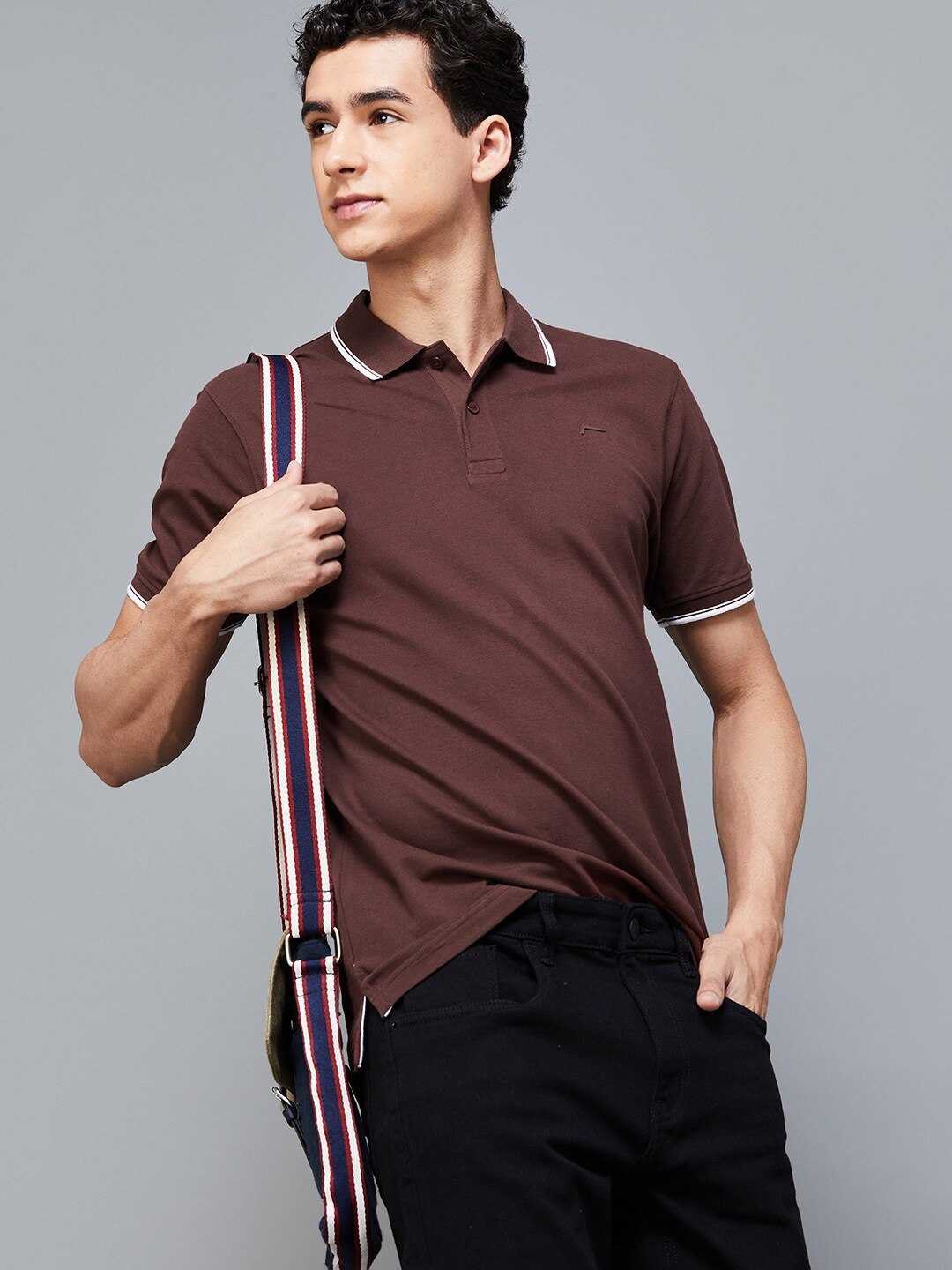 

Fame Forever by Lifestyle Polo Collar Cotton T-shirt, Brown