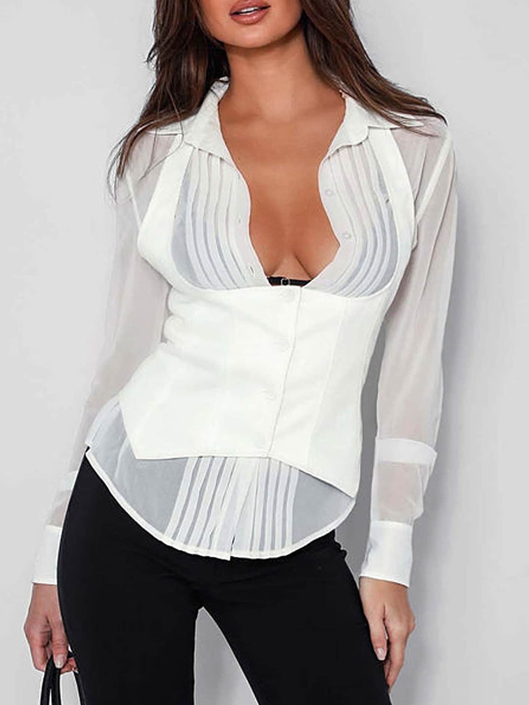 

LULU & SKY Opaque Casual Shirt With Waistcoat, White