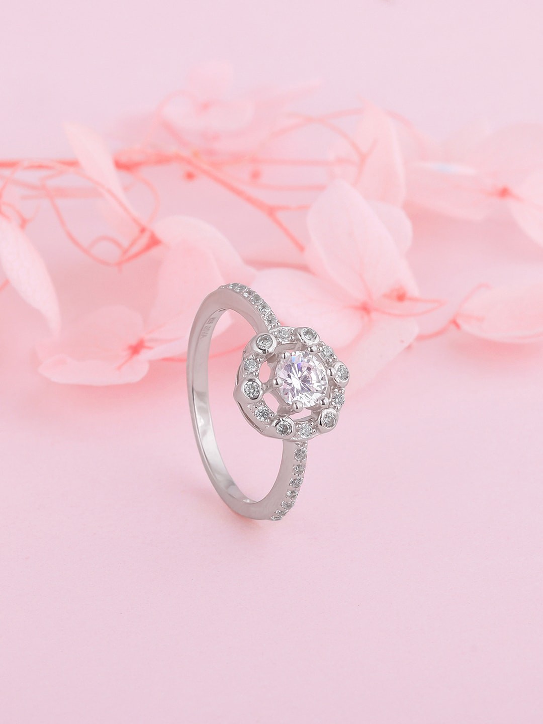 GIVA 925 Sterling Silver Rhodium-Plated Cubic Zirconia Finger Ring