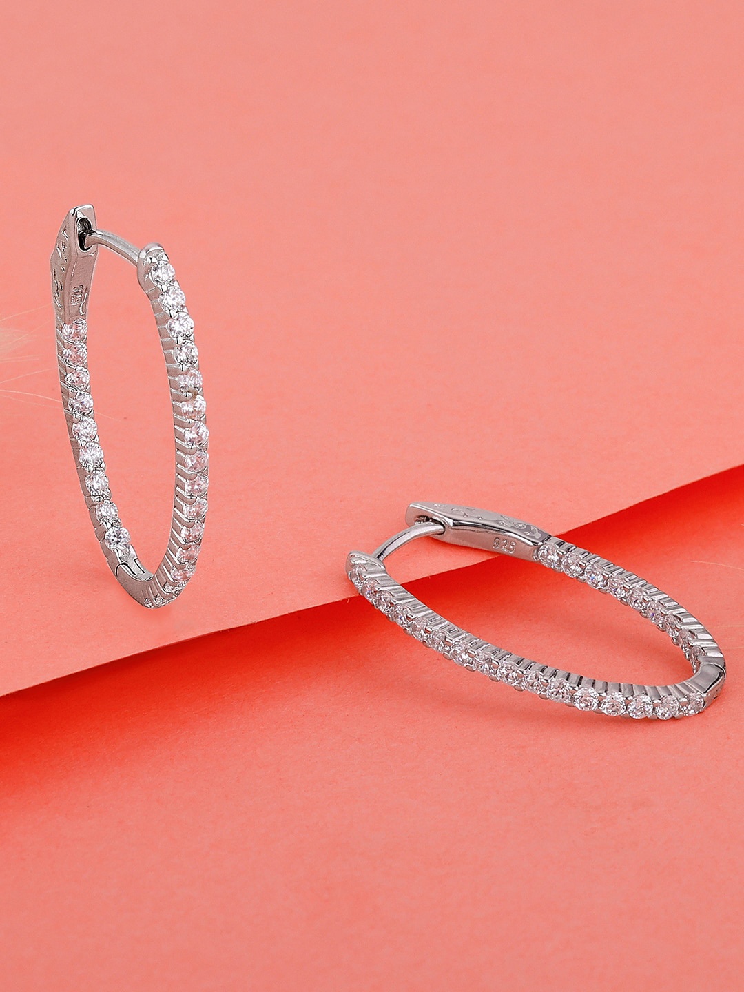 

GIVA Rhodium-Plated 925 Sterling Silver Oval Hoop Earrings