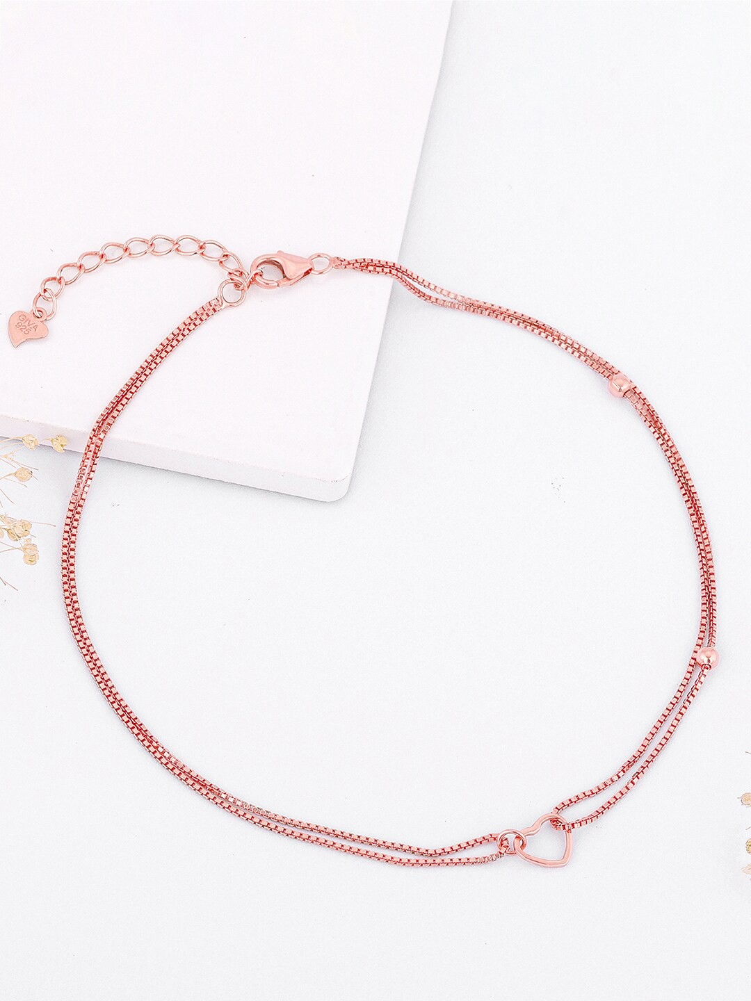 

GIVA Rose Gold-Plated 925 Sterling Silver Lovely Heart Anklet