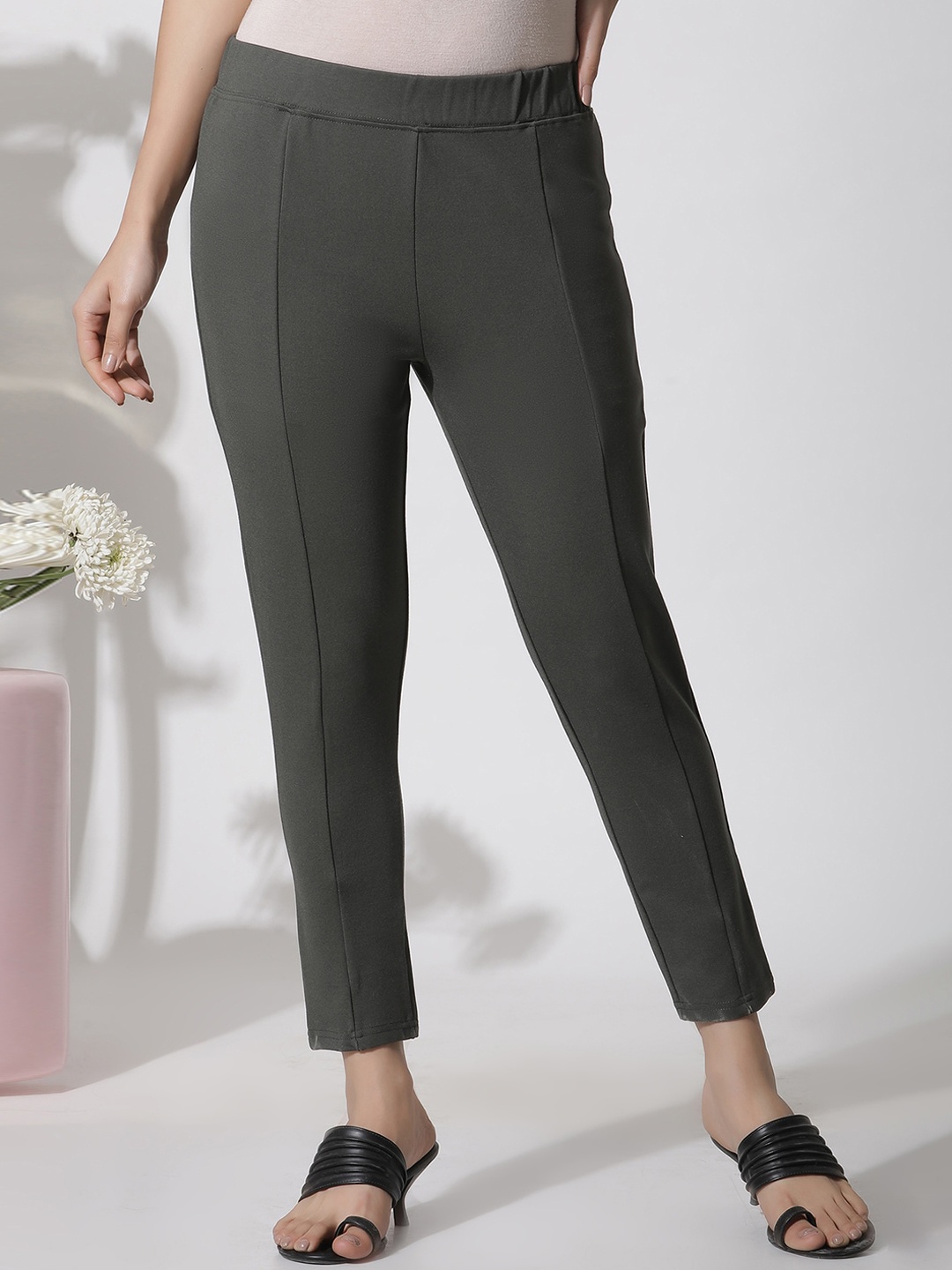 

W Ankle Length Leggings, Green