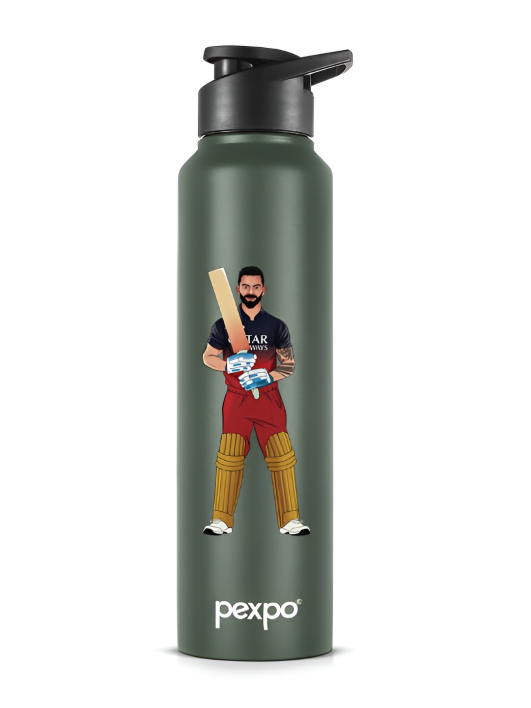 

Pexpo Green Printed Stainless Steel Single Wall Vacuum Water Bottle 1000 ml