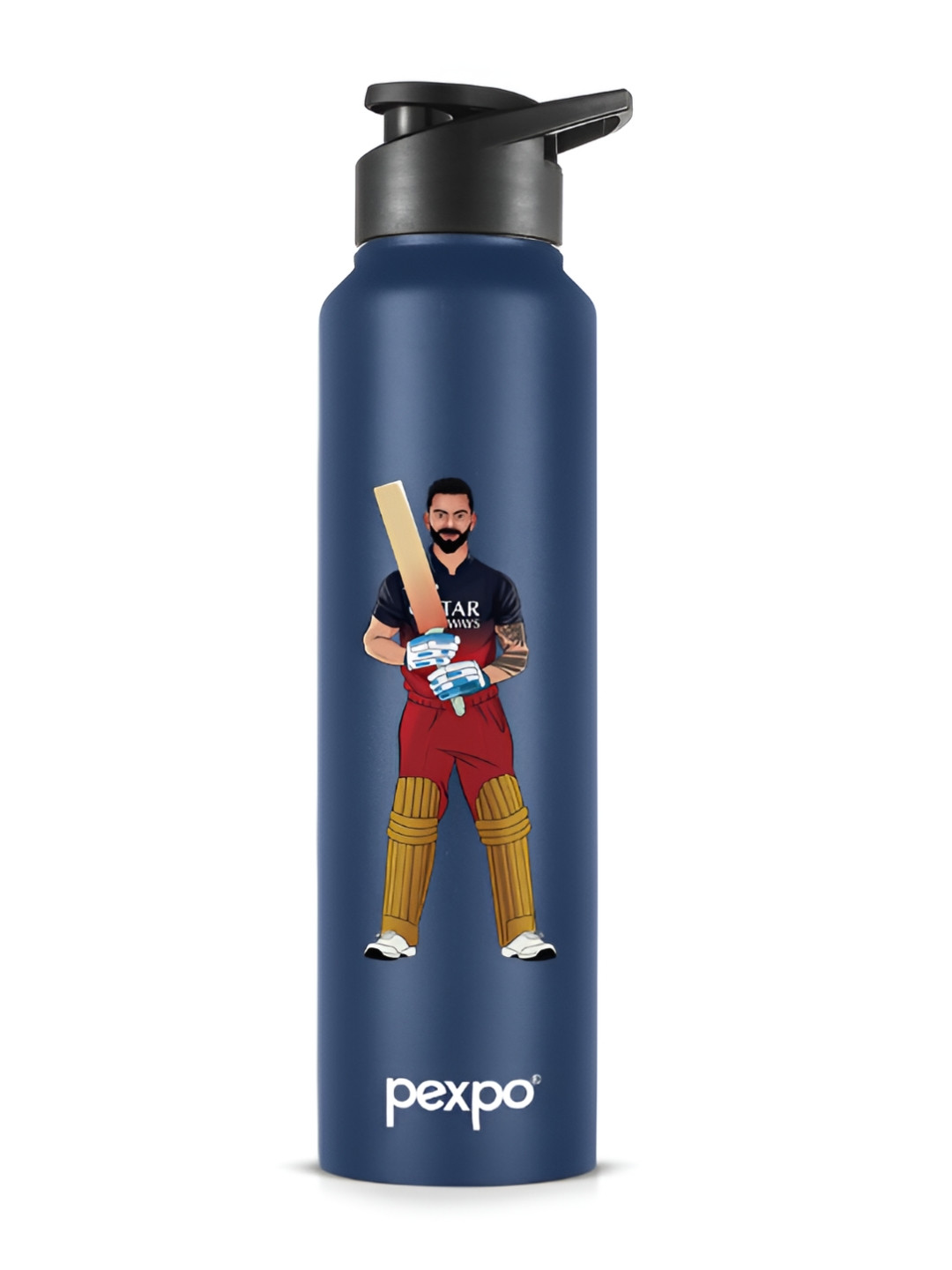 

Pexpo Blue Printed Stainless Steel Single Wall Vacuum Water Bottle 1000 ml