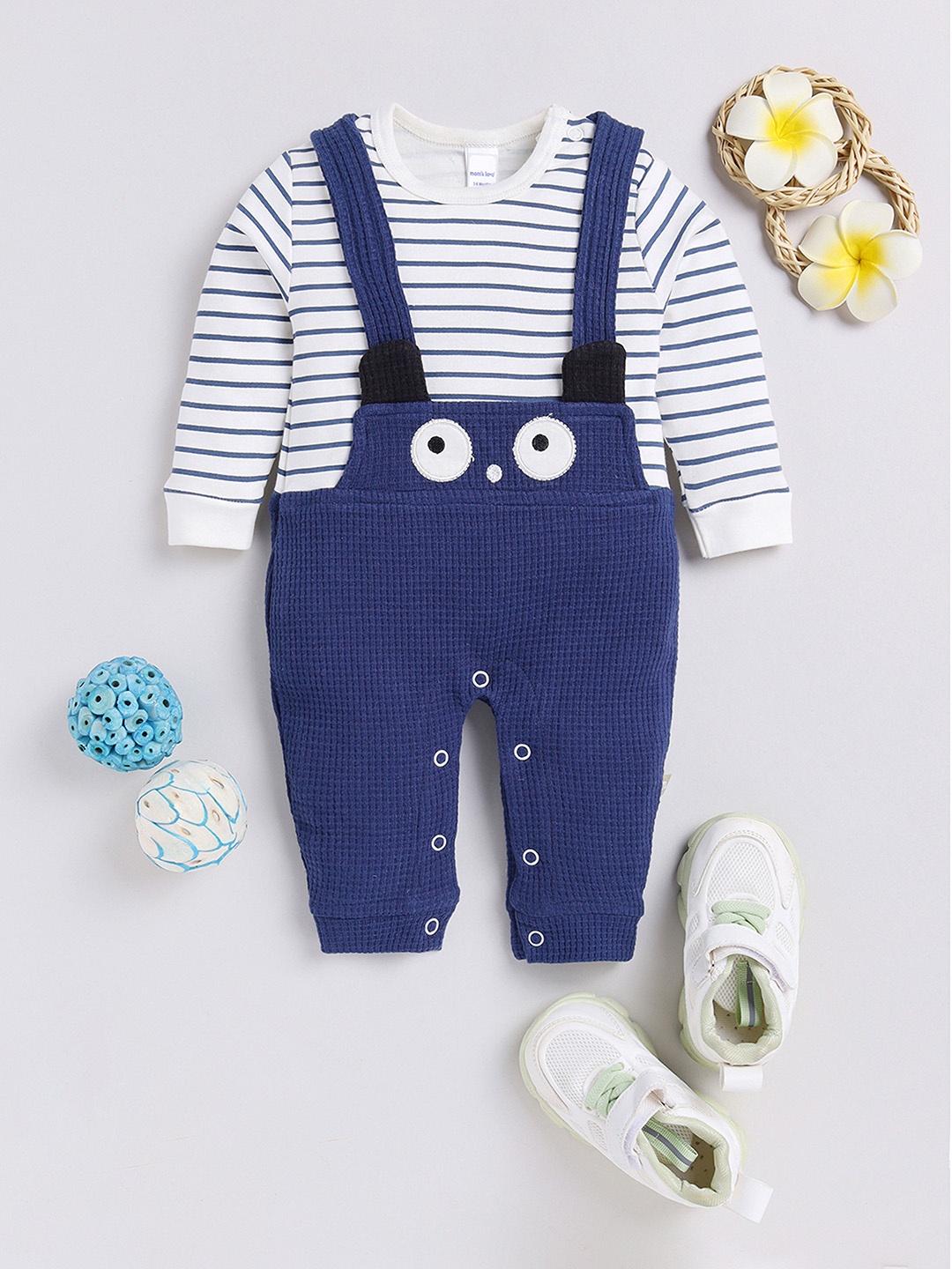

Moms Love Infant Boys Printed Cotton Rompers, Navy blue