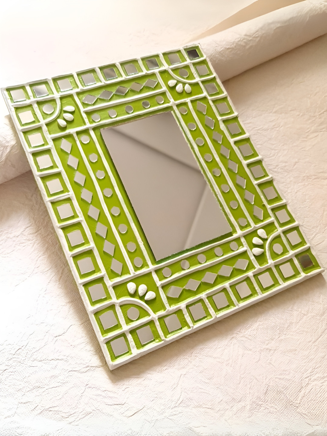 

Peepul Tree Lime Green Embellished Wall Mirror