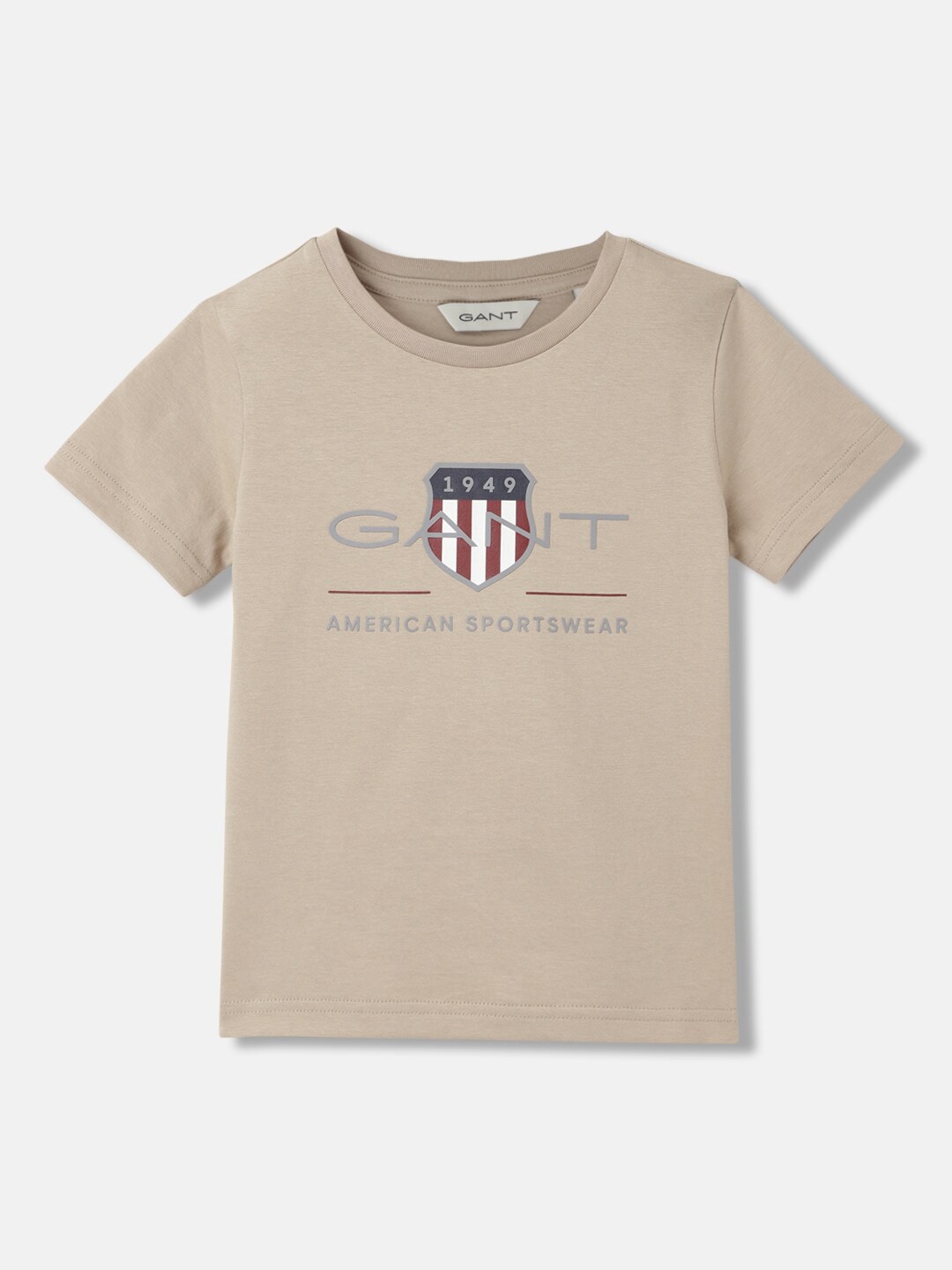 GANT Boys Solid Round Neck Regular Fit T-shirt, Brown