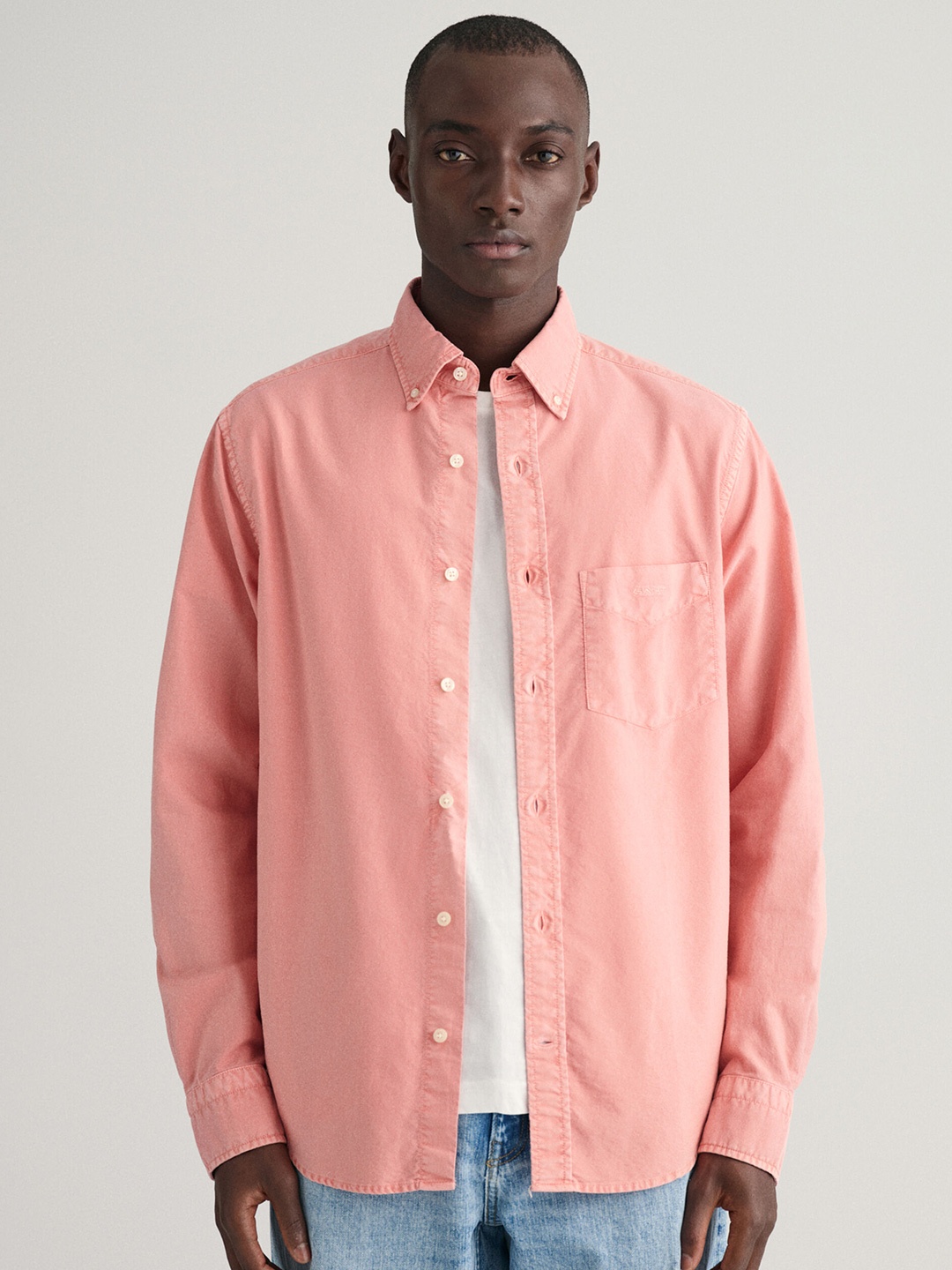 

GANT Solid Button Down Regular Fit Shirt, Pink