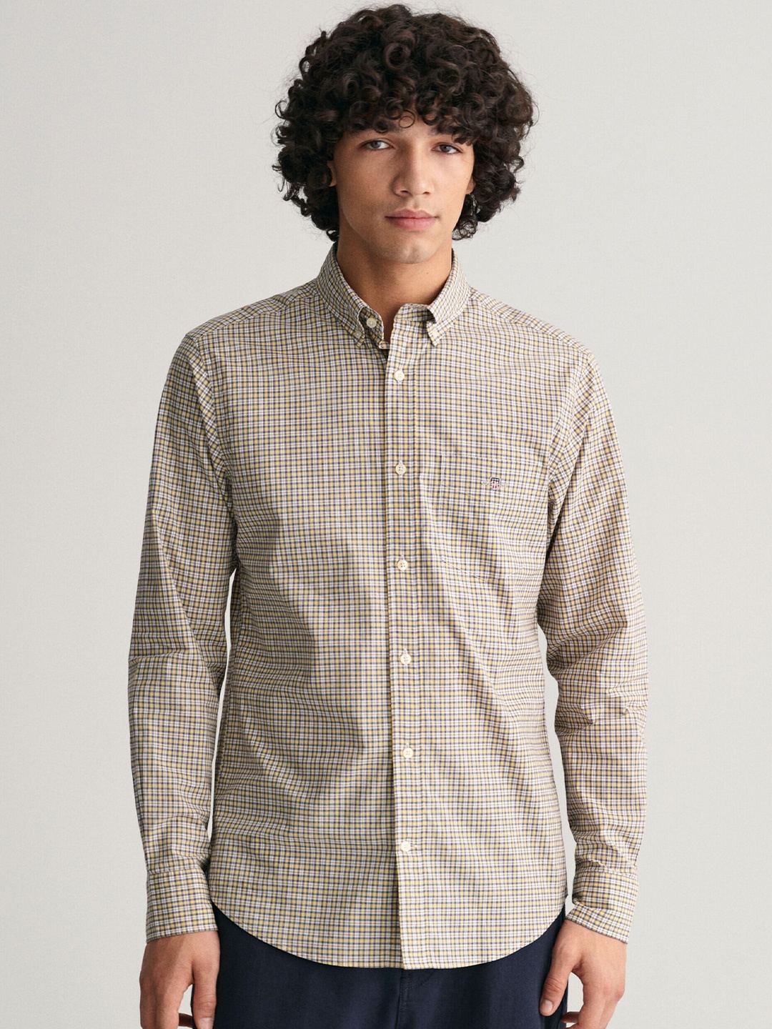 

GANT Check Button Down Regular Fit Shirt, Yellow