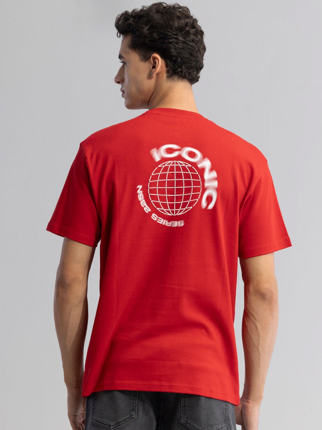 

Snitch Red Typography Printed Cotton T-shirt