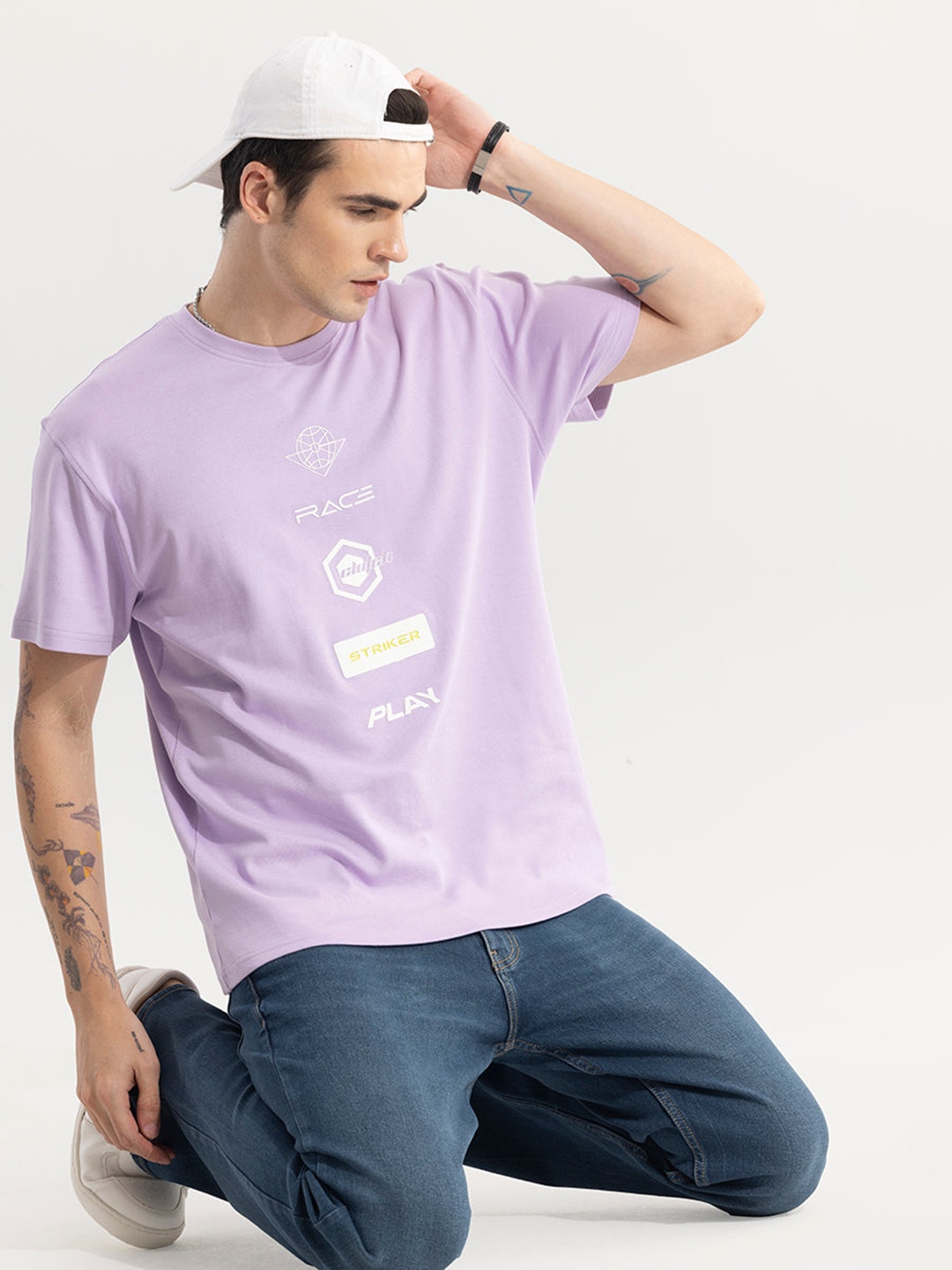 Snitch Purple Typography Printed Cotton T-shirt