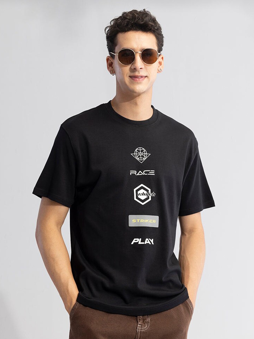 

Snitch Black Typography Printed Cotton T-shirt