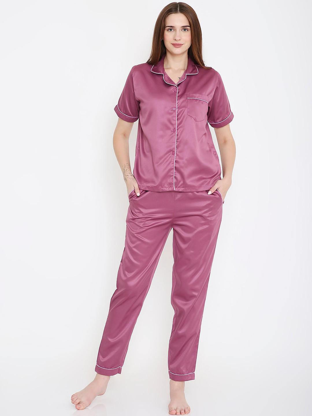 

Arendelle Satin Night Suit, Mauve