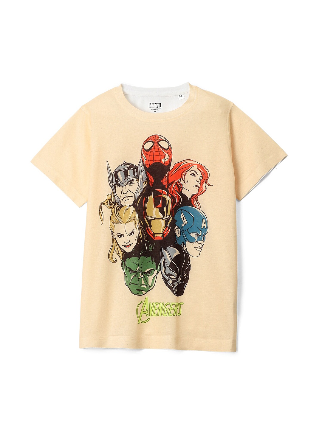 

Wear Your Mind Boys Avengers Printed T-shirt, Beige