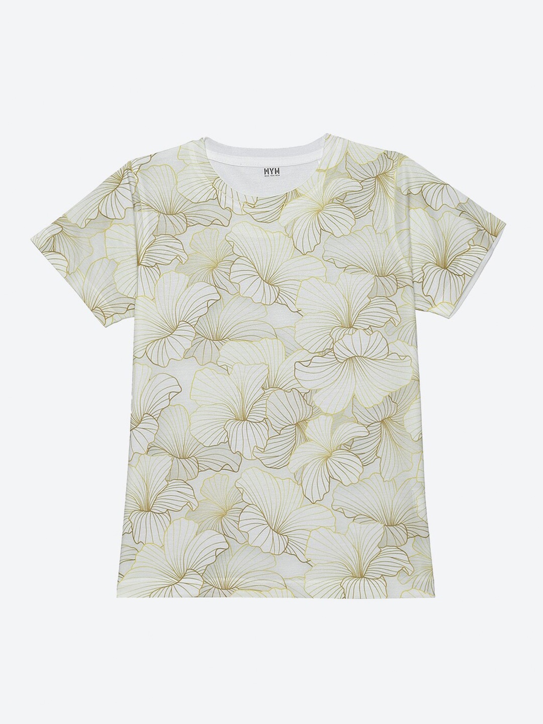 

Wear Your Mind Boys Floral Printed Round-Neck T-shirt, Beige