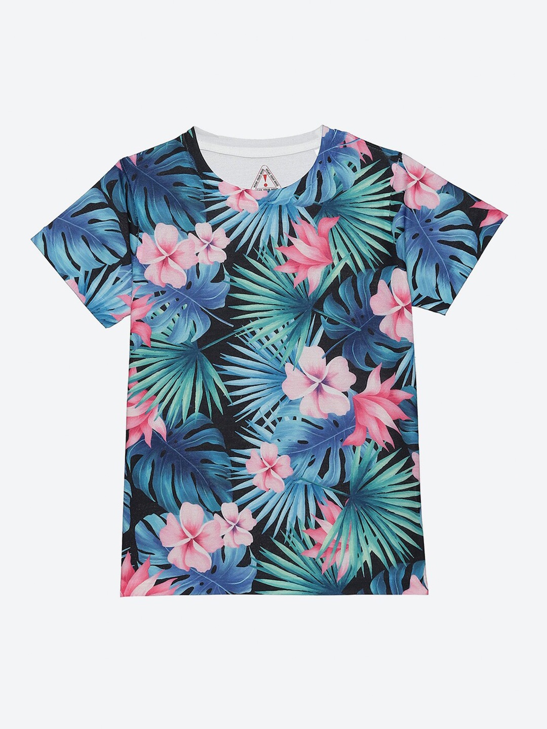 

Wear Your Mind Boys Floral Printed Tropical Round Neck Cotton T-shirt, Blue