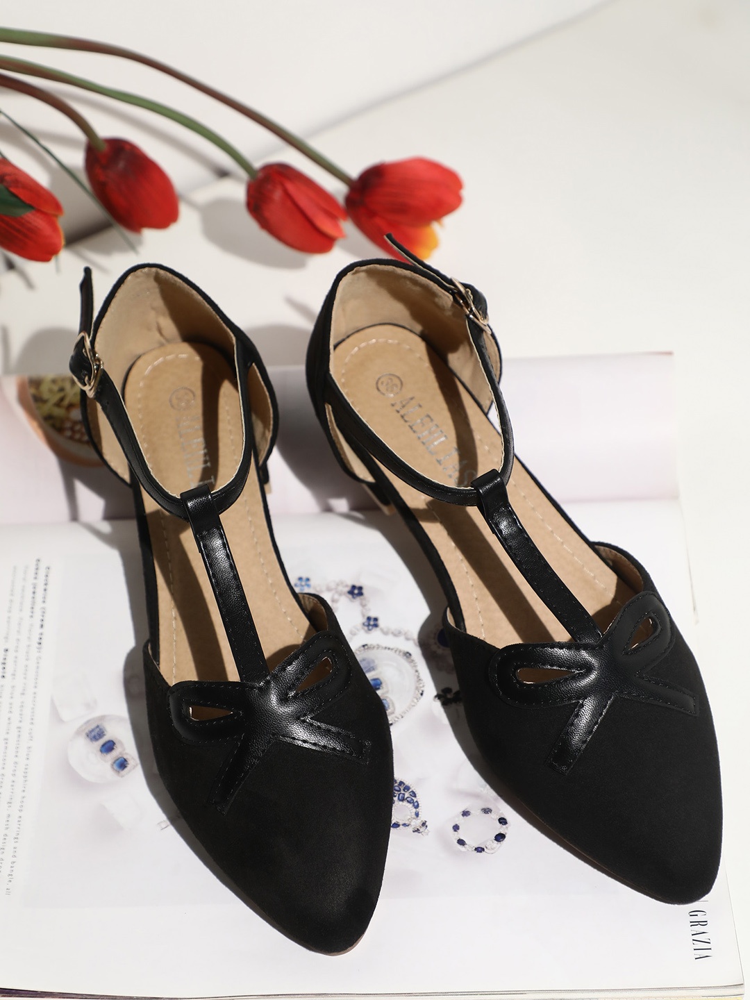 

LULU & SKY Pointed Toe Ballerinas, Black