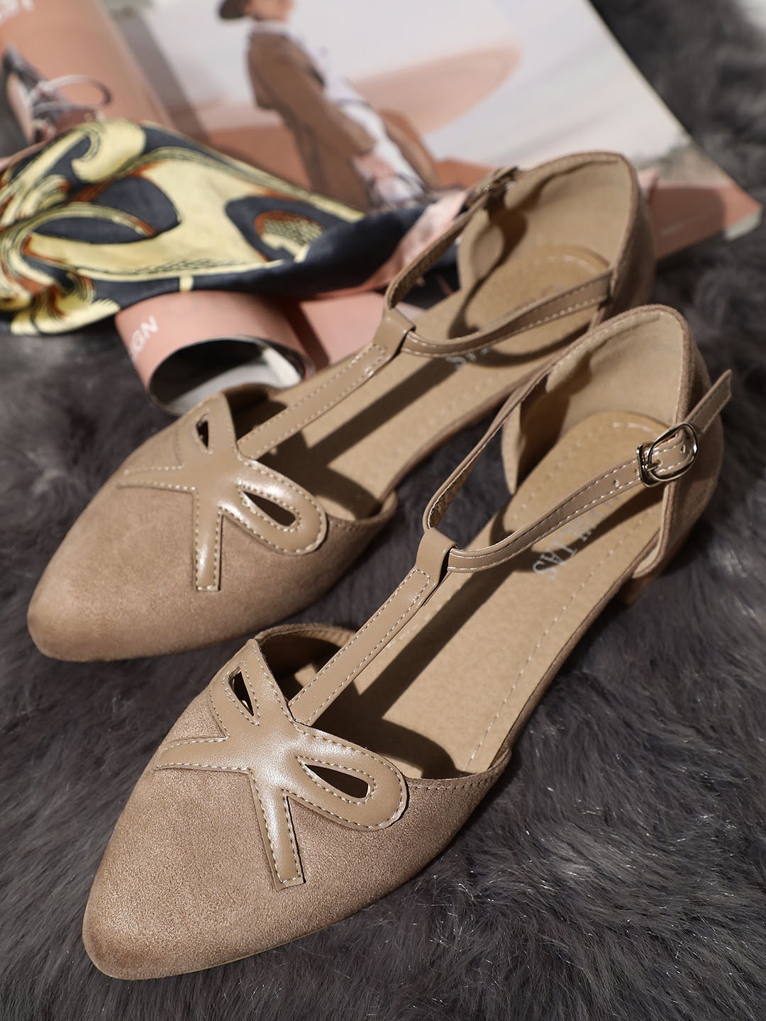 

LULU & SKY Bow Detail Ballerinas, Khaki