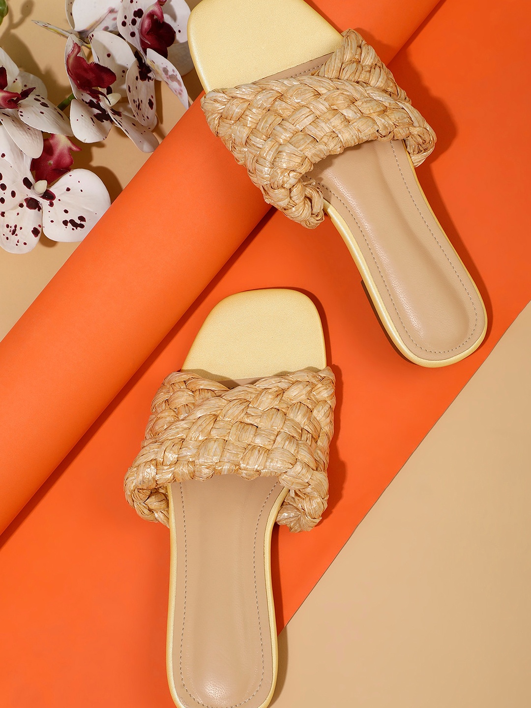 

LULU & SKY Textured Open Toe Flats, Beige