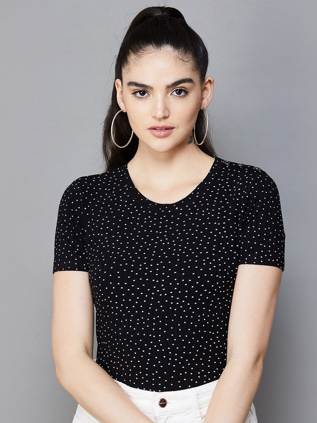 

CODE by Lifestyle Geometric Printed Top, Black