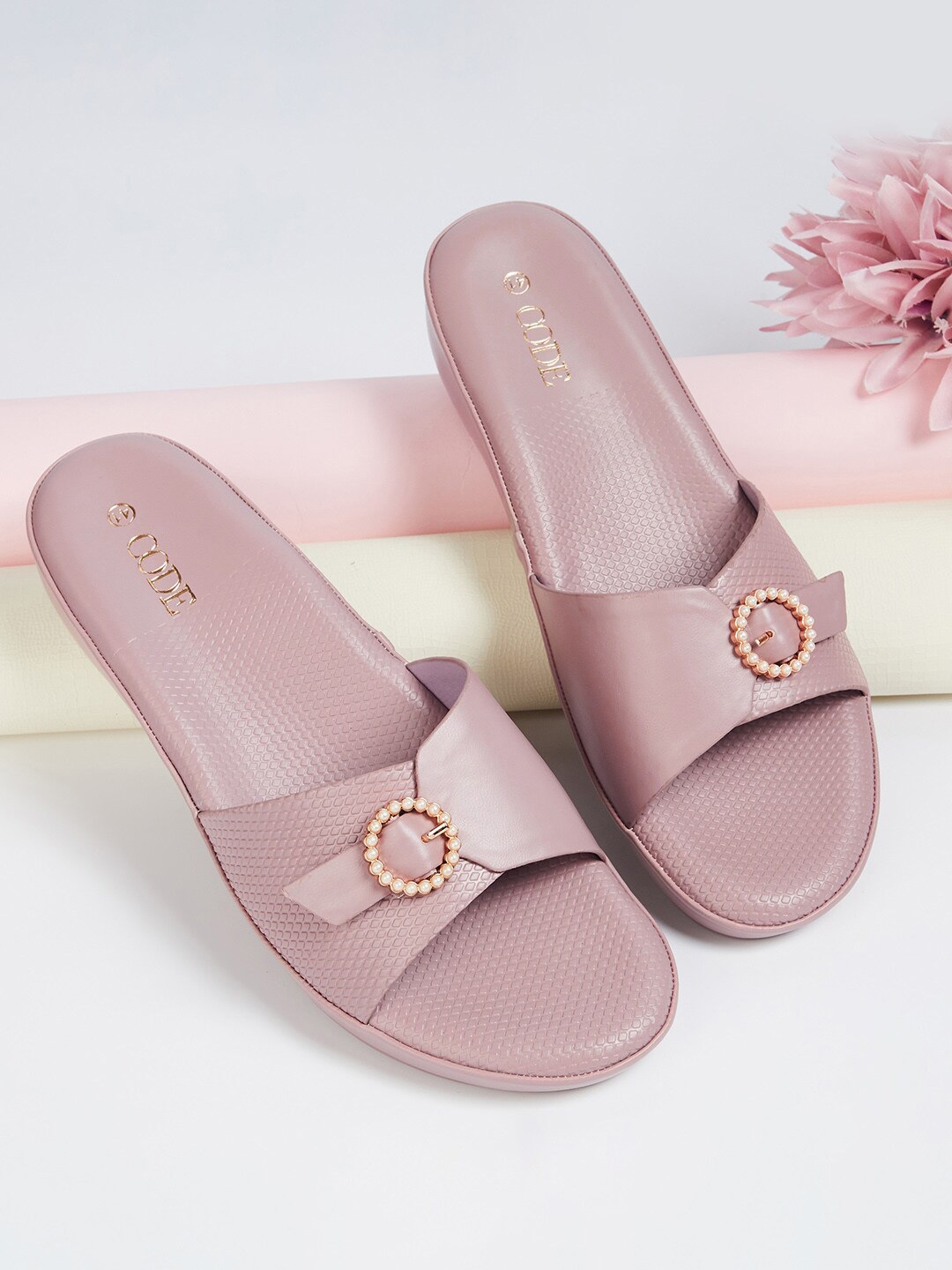 

CODE by Lifestyle Embellished Open Toe Flats, Purple