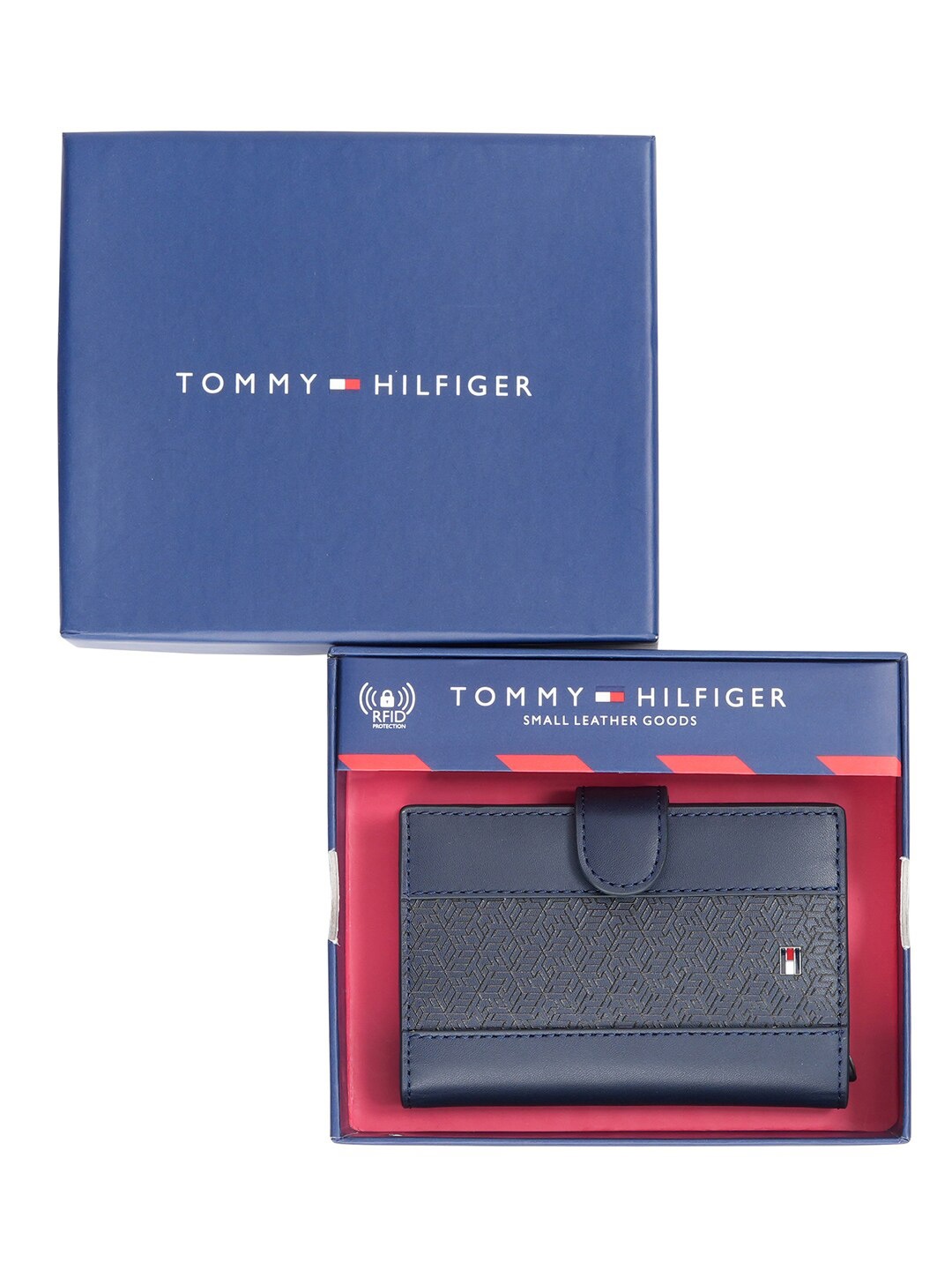 

Tommy Hilfiger Men Textured Leather Card Holder, Navy blue