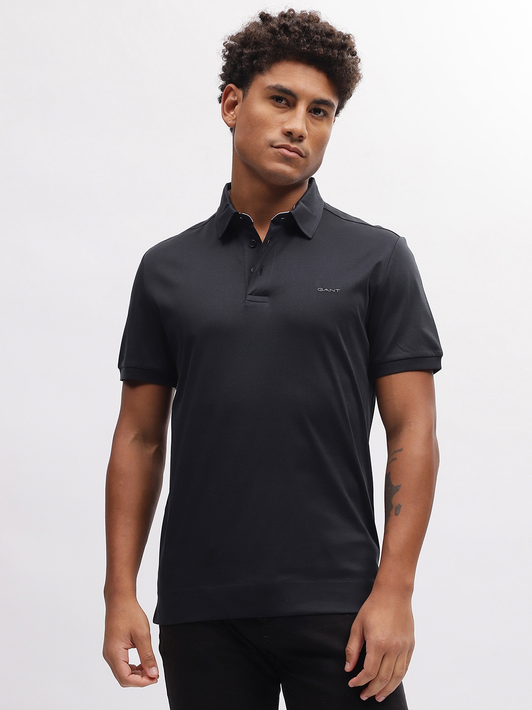 

GANT Slim Fit Solid Mercerized Polo T-shirt, Black