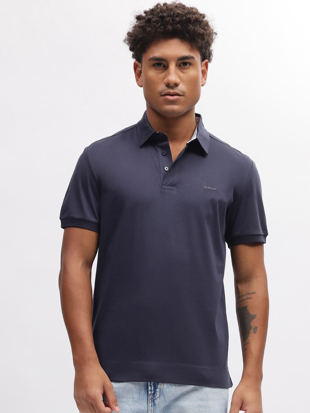 

GANT Slim Fit Solid Mercerized Polo T-Shirt, Navy blue