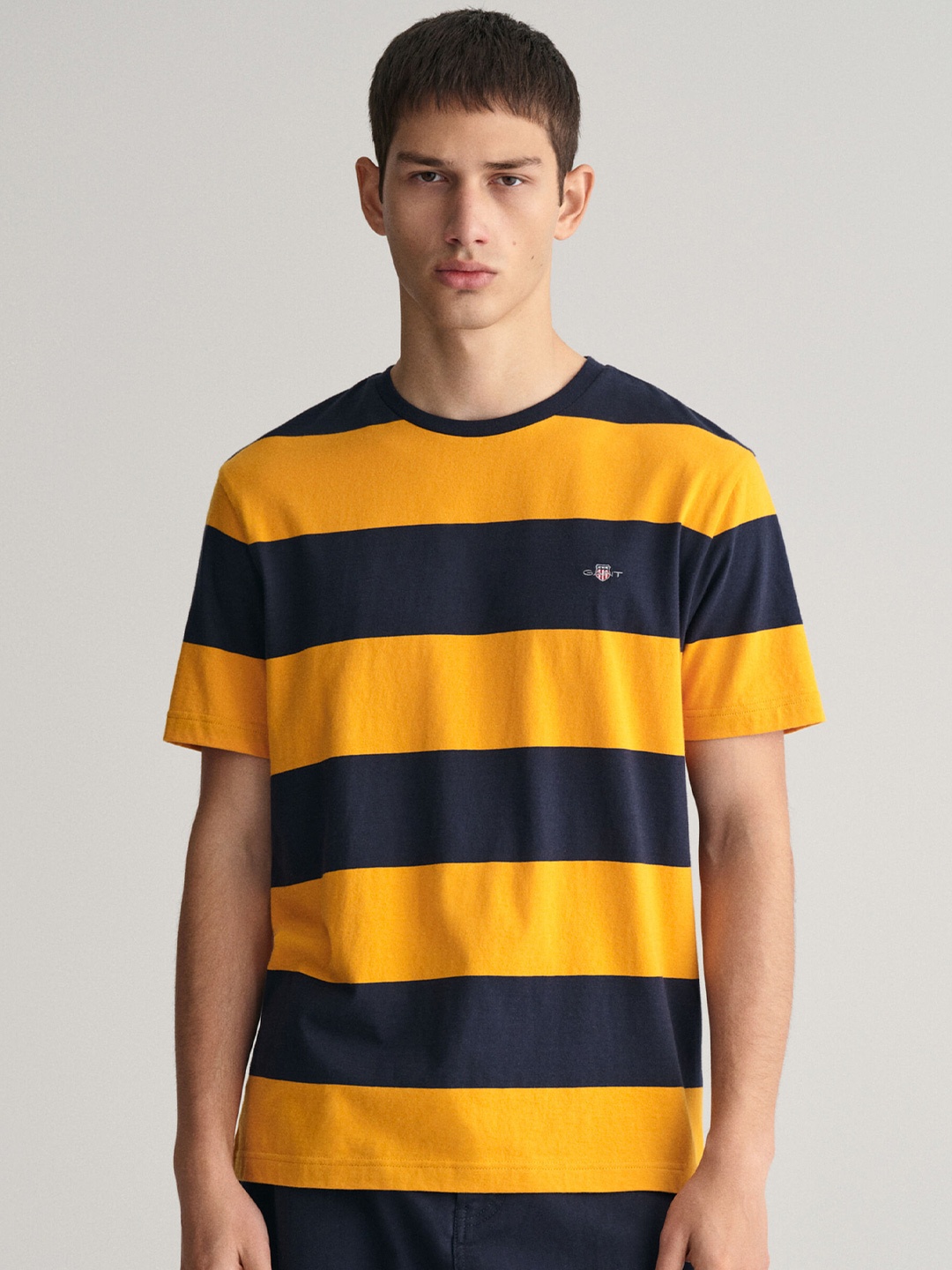 

GANT Striped Round Neck Regular Fit T-Shirt, Yellow