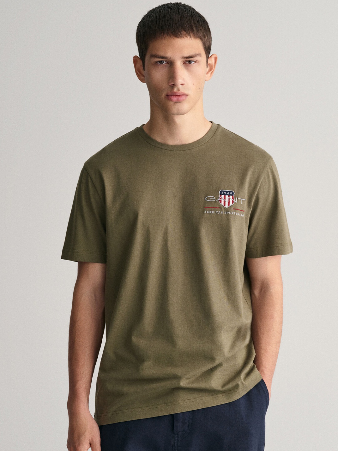 

GANT Solid Round Neck Regular Fit T-Shirt, Green