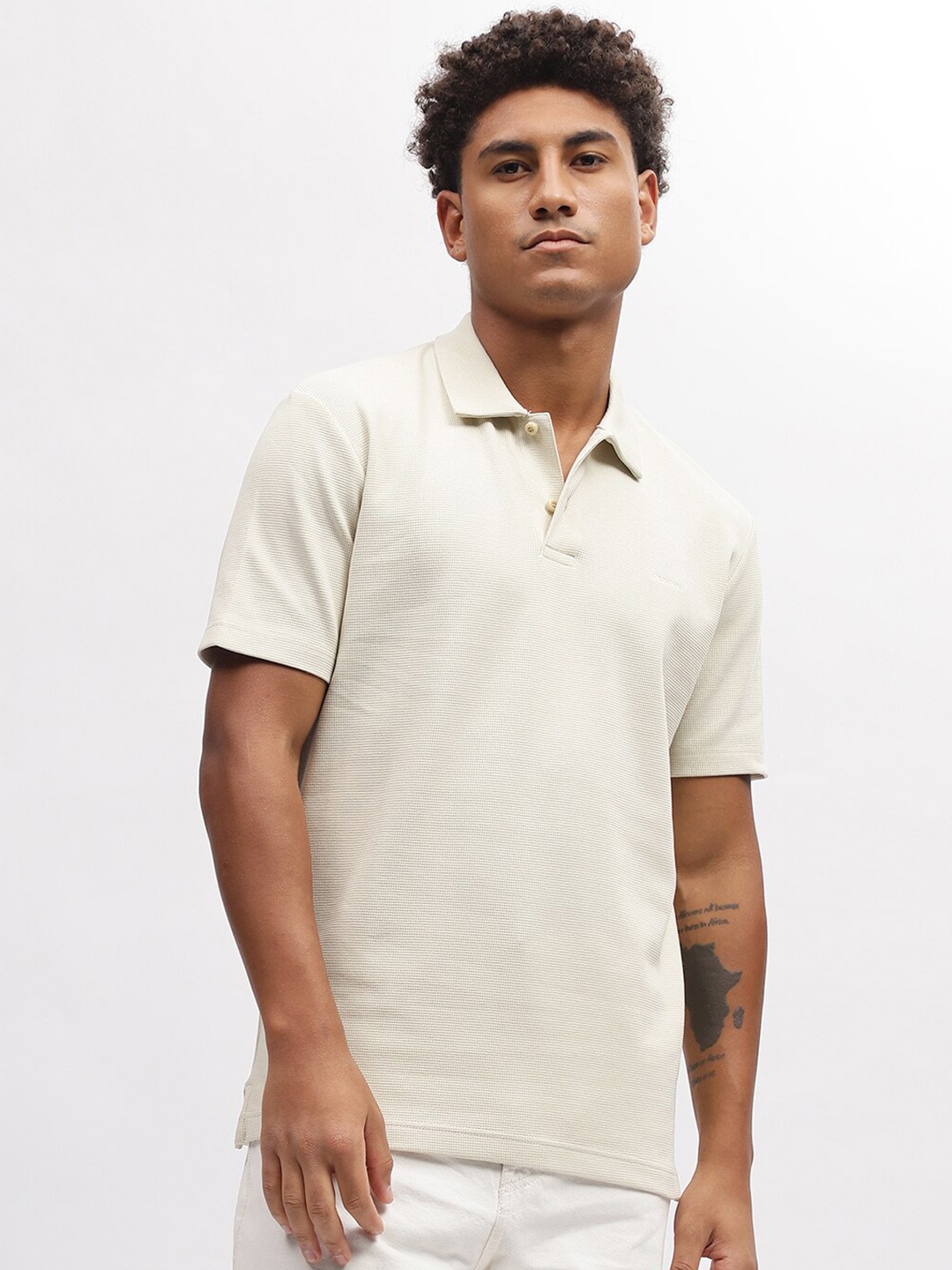 

GANT Regular Fit Waffle Knit Polo T-Shirt, Beige