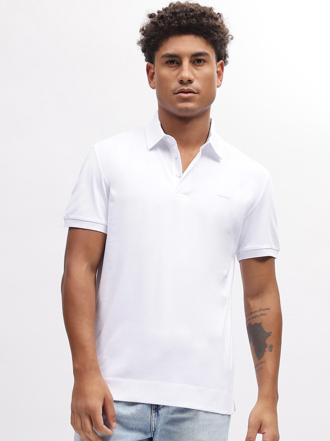 

GANT Slim Fit Solid Mercerized Polo T-Shirt, White