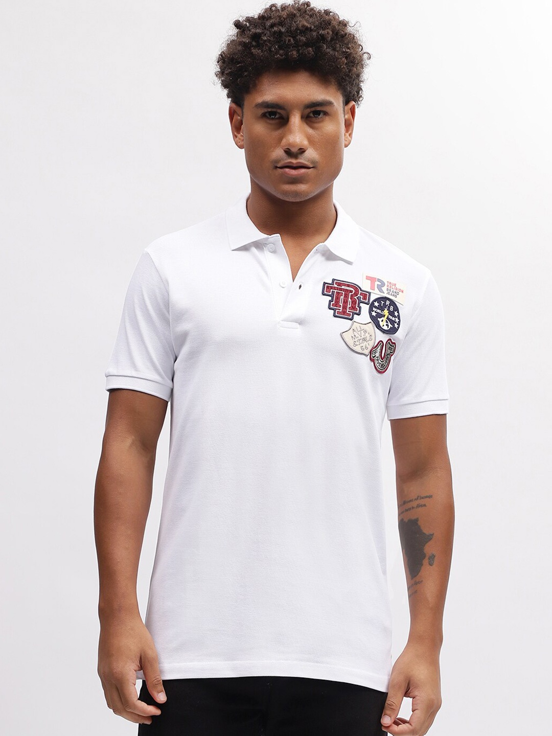 

True Religion Polo Collar Cotton T-shirt, White