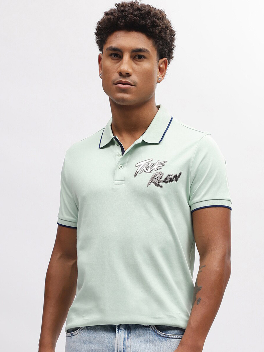

True Religion Polo Collar Cotton T-shirt, Green