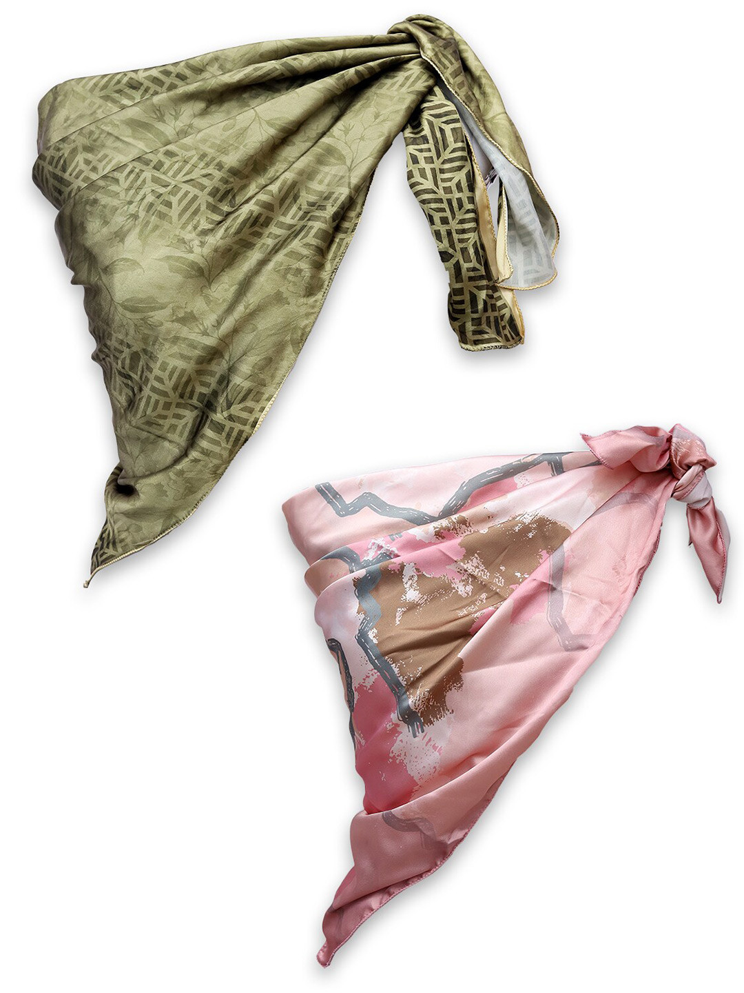 

Leeza Store Women Pack Of 2 Printed Scarves, Green