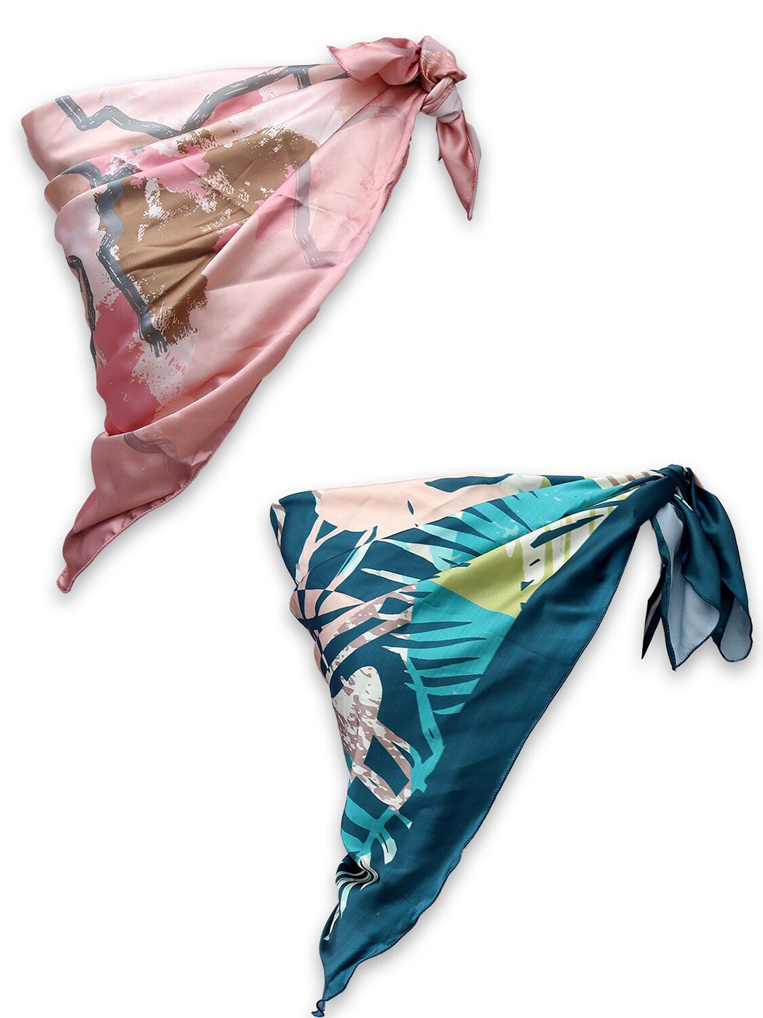 

Leeza Store Women Pack Of 2 Printed Scarves, Pink