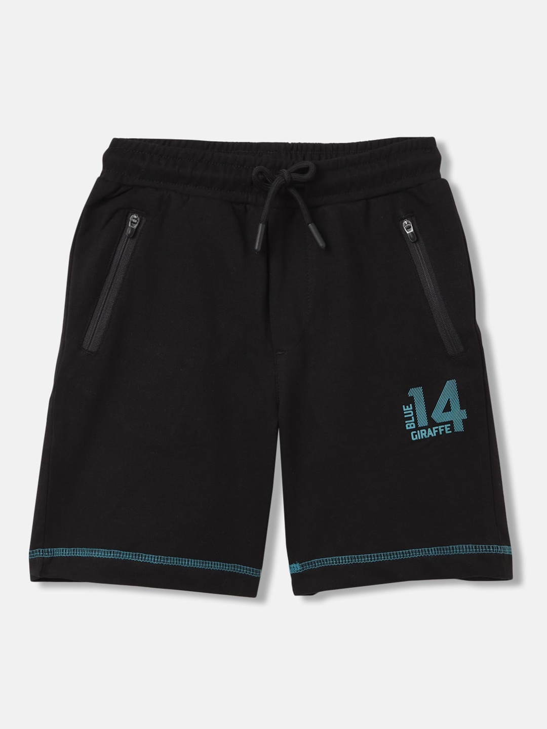 

Blue Giraffe Boys Typography Printed Pure Cotton Shorts, Black