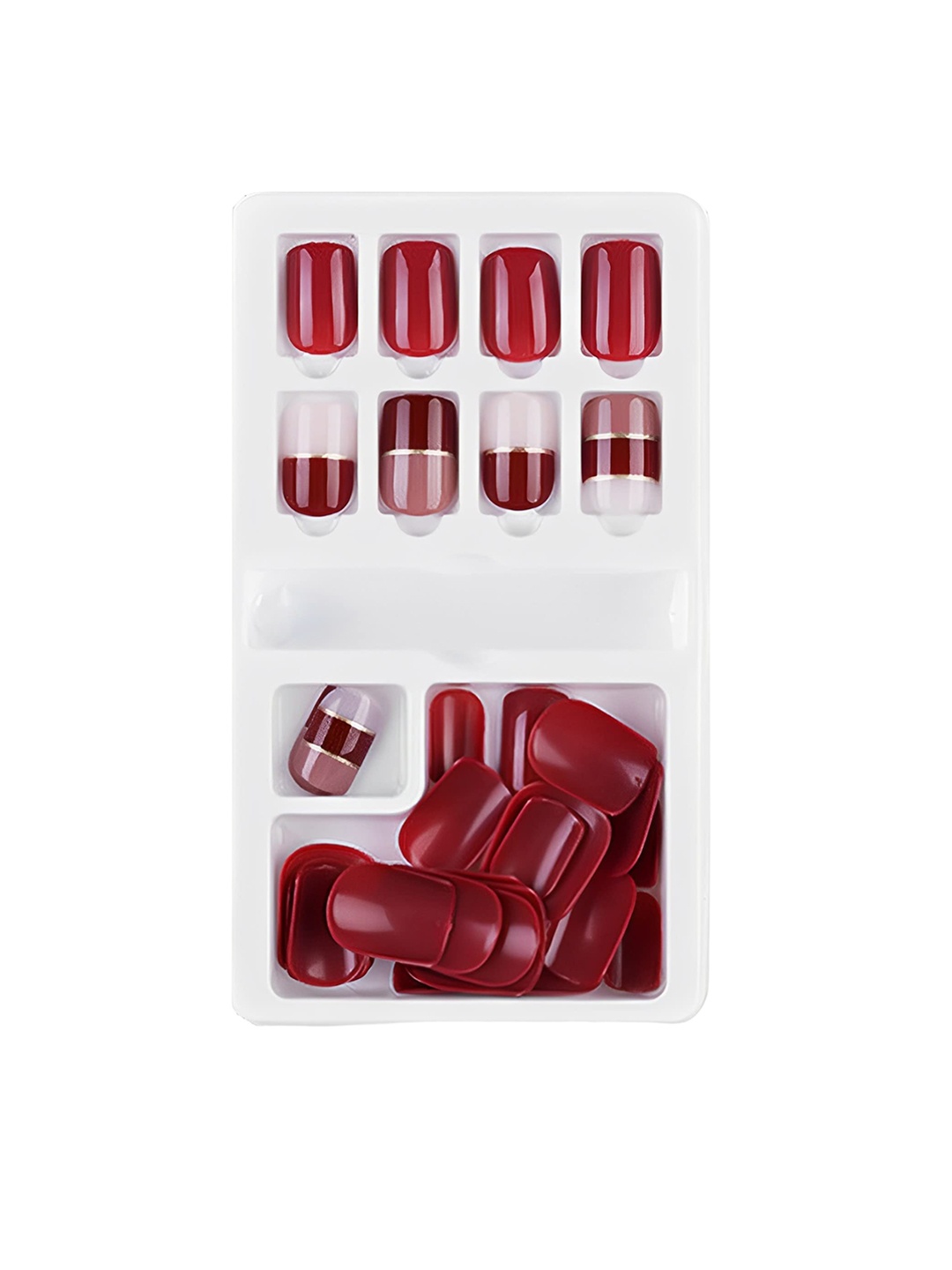 

SYGA Set Of 30 Double Sided Jelly Adhesive Fake Press Nails - Red F635-24