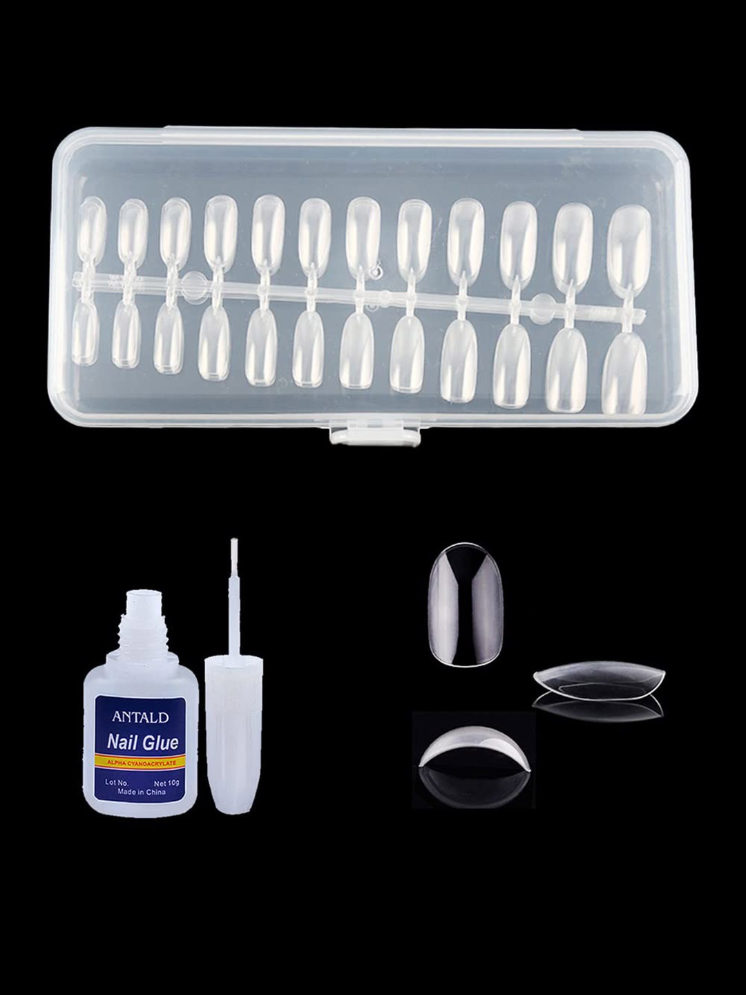 

SYGA 240 Pcs Oval Artificial Nails With Glue Bottle - Transparent