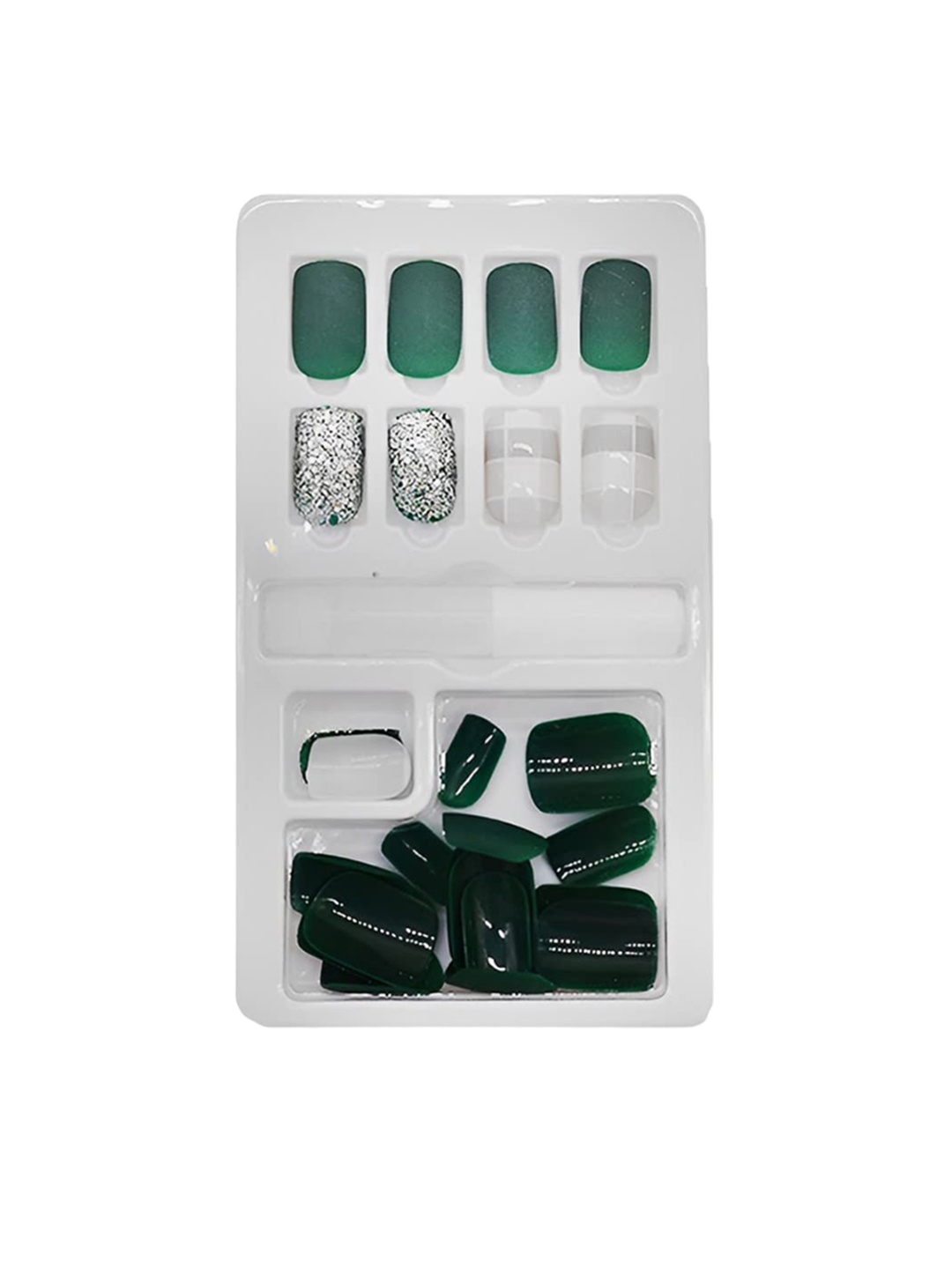 

SYGA 30Pcs Long-Lasting Press-On Artificial Nails - Dark Green F635-7