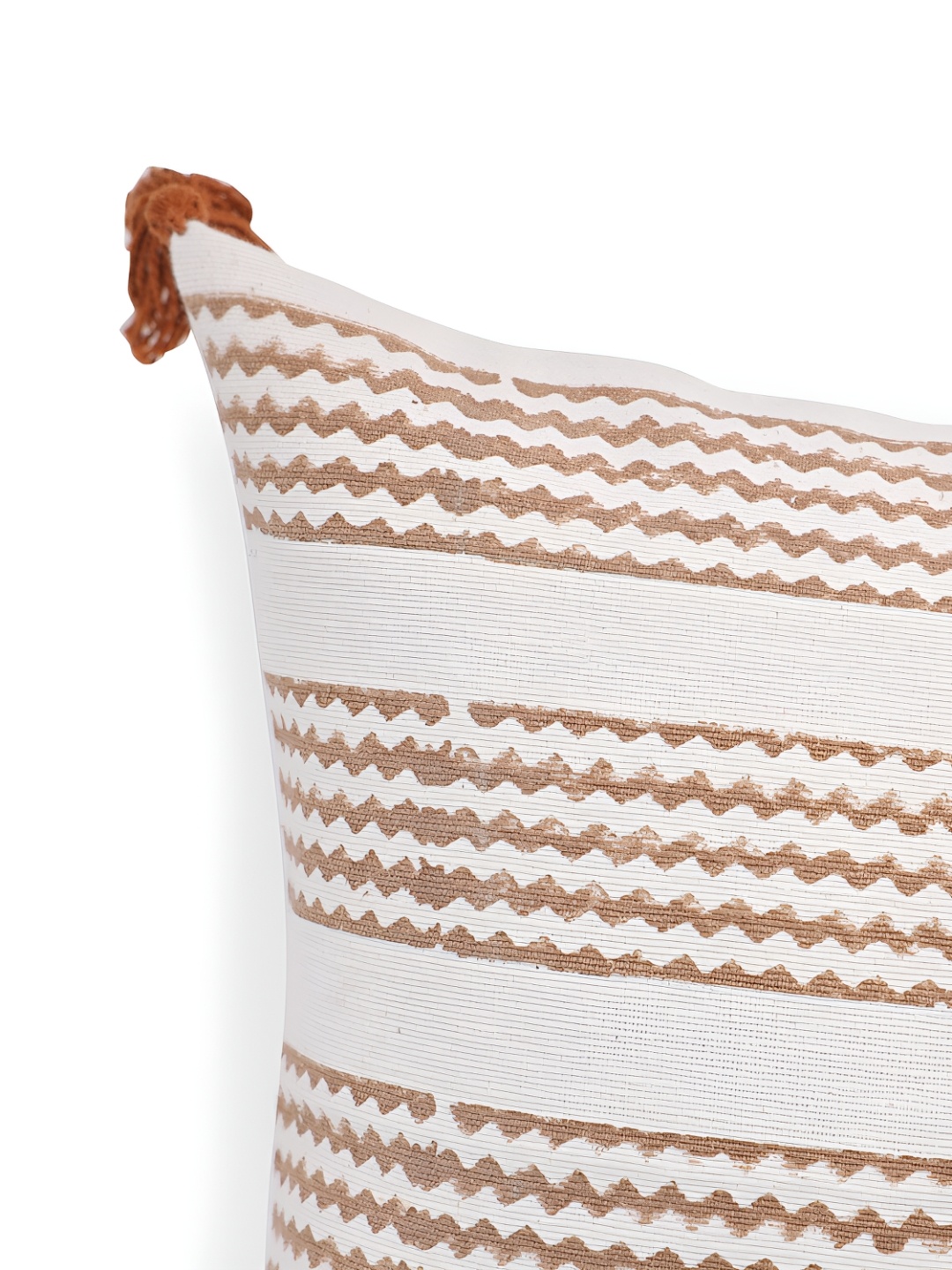 

SANSKRUTIHOMES Brown & White 2 Pieces Geometric Square Cushion Covers
