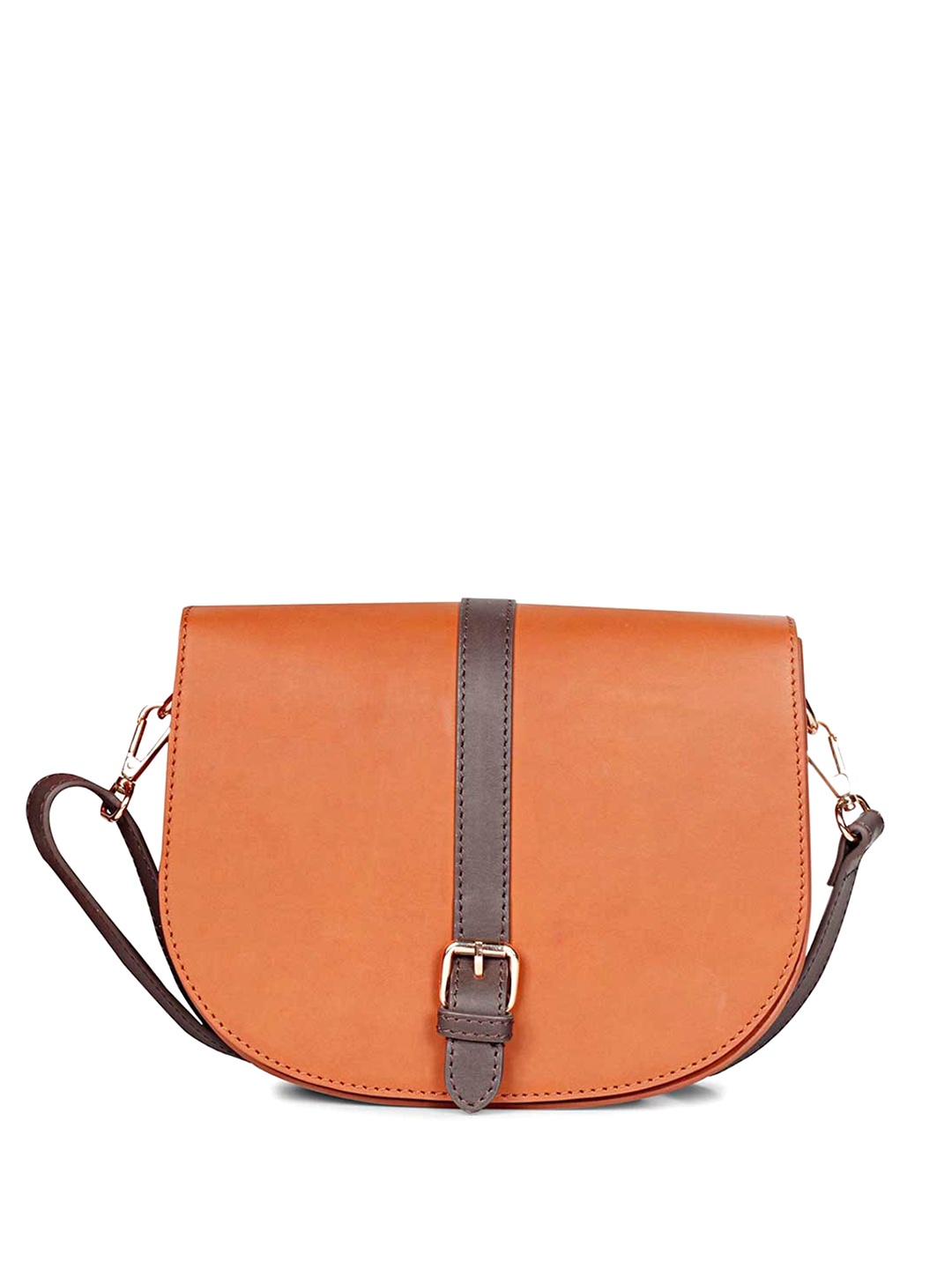 

Saint G Leather Structured Sling Bag, Brown